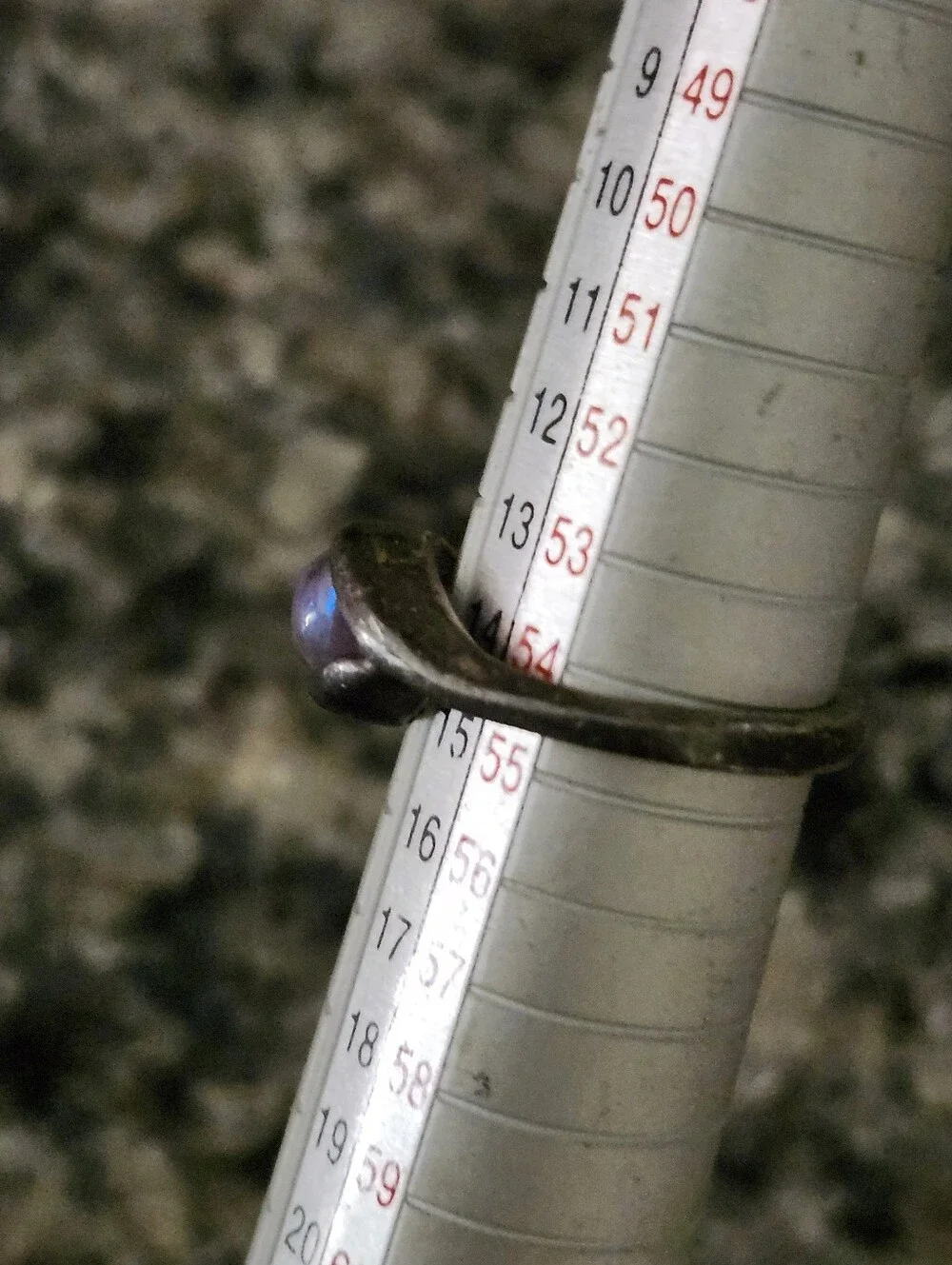 Vtg Silver Moonstone Ring - Iridescent Purple/Blue Gem